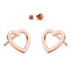 Earring stick - heart, silver Earring stick - heart, AG 925 silver