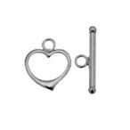 Toggle bracelet clasp - heart - set, silver Toggle bracelet clasp - heart - set, AG 925 silver